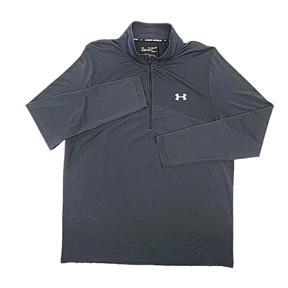 Under Amour Shirt 1/4 Zip Fitted Lightweight Mesh Black Sz XXL Men Polyester Top
